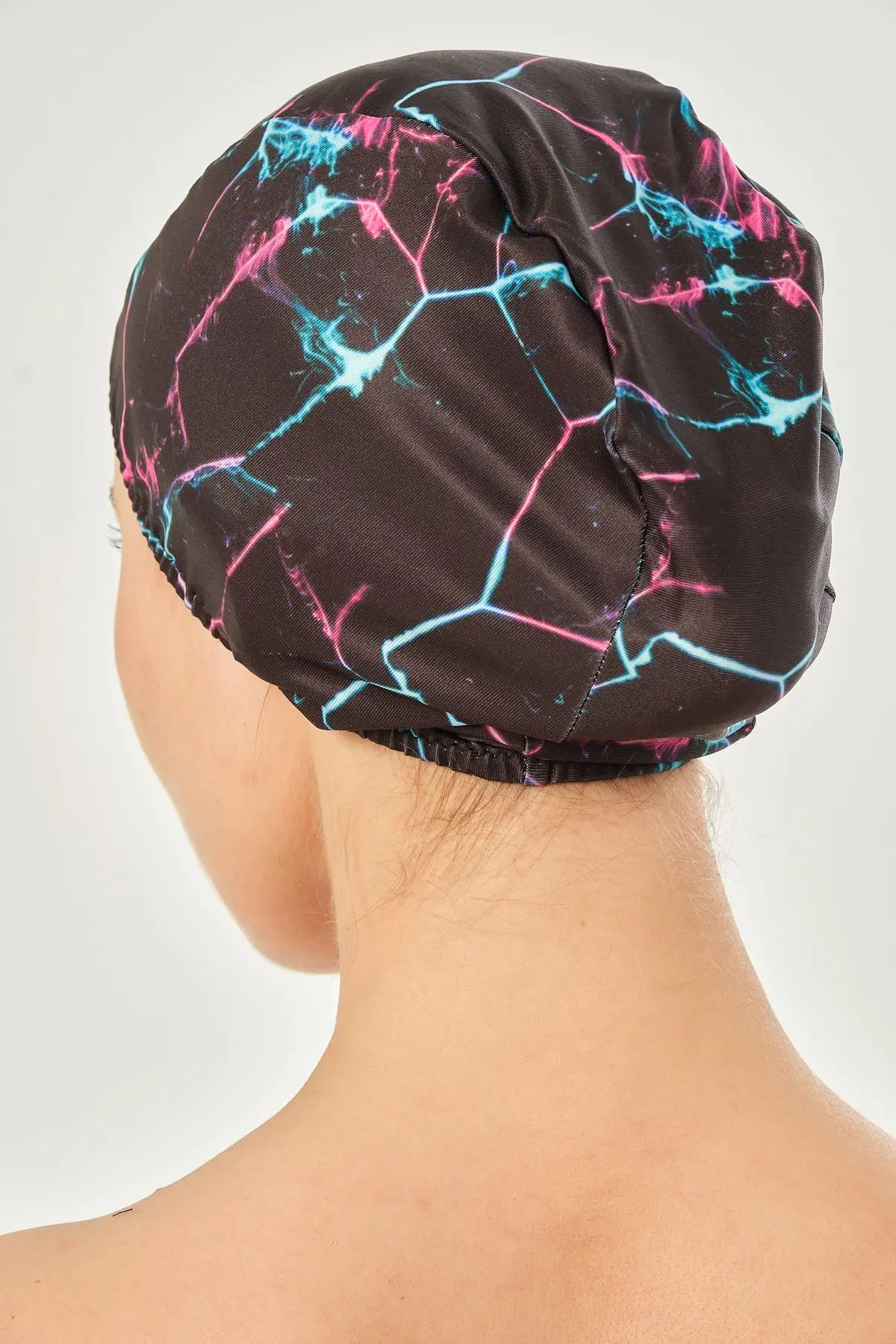 Likralı Bez Bone Yüzücü Deniz Havuz Bonesi Desenli Bez Bone