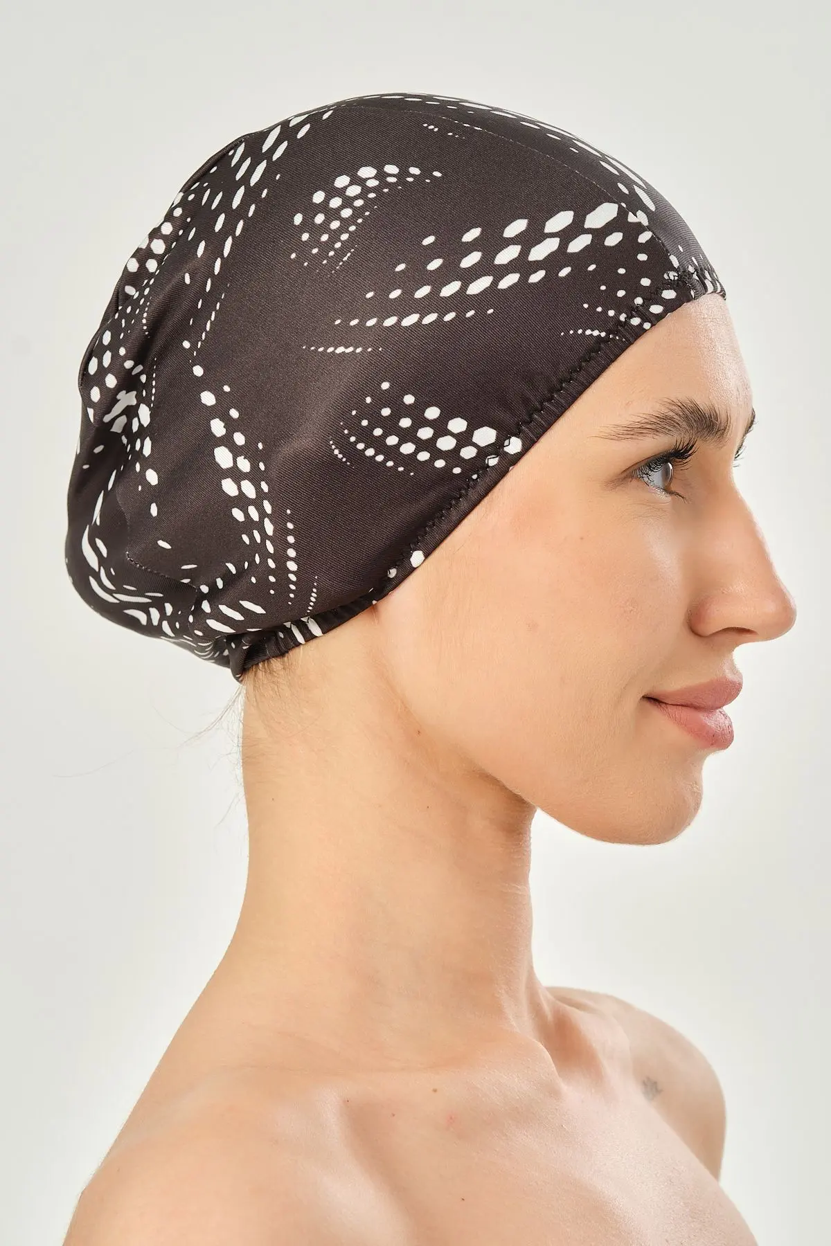 Likralı Bez Bone Yüzücü Deniz Havuz Bonesi Desenli Bez Bone