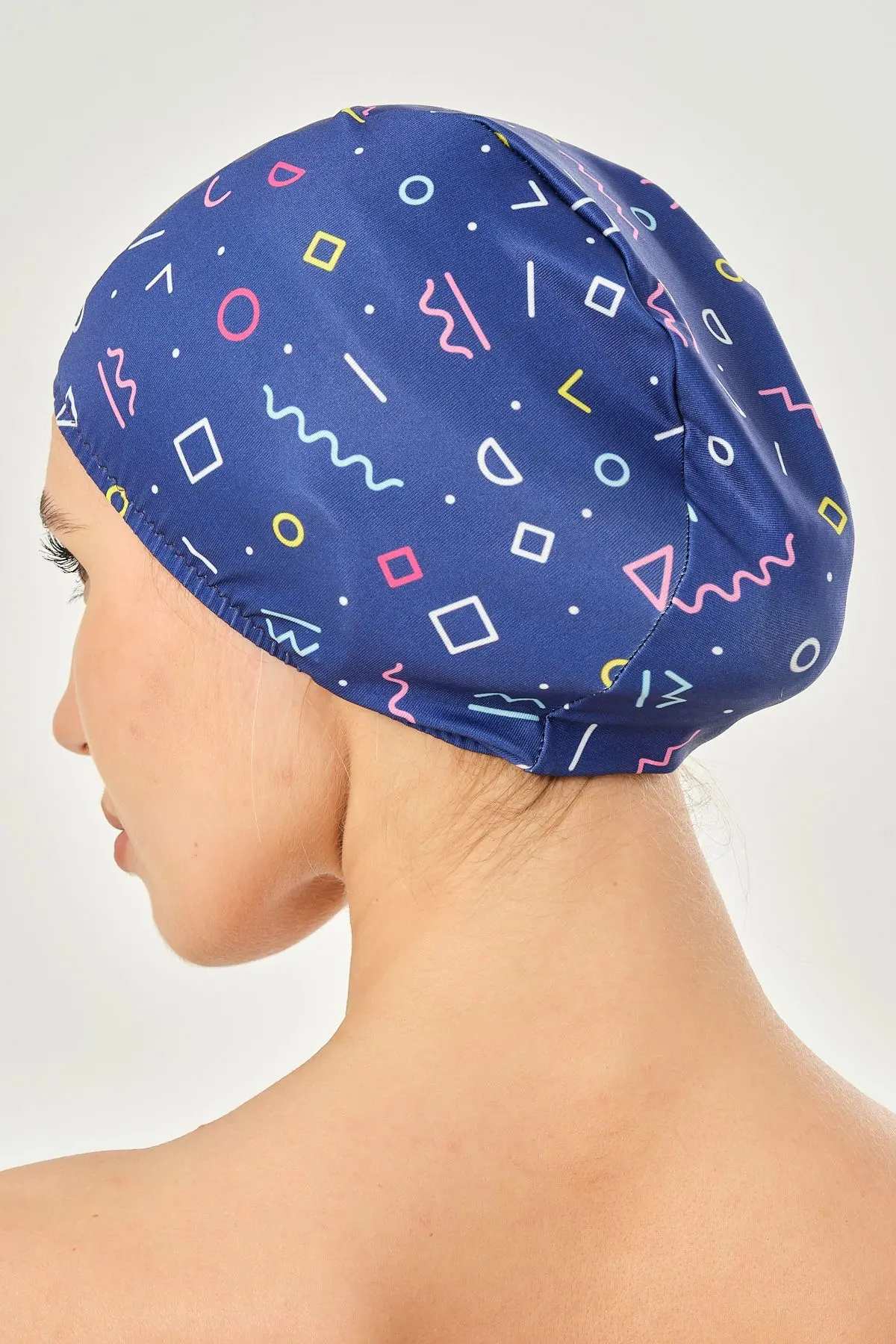 Likralı Bez Bone Yüzücü Deniz Havuz Bonesi Desenli Bez Bone