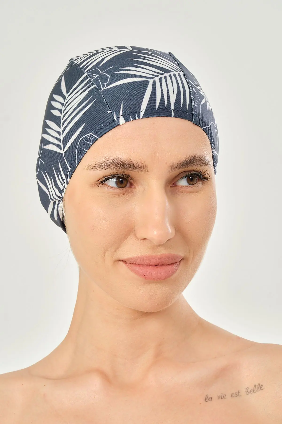 Likralı Bez Bone Yüzücü Deniz Havuz Bonesi Desenli Bez Bone