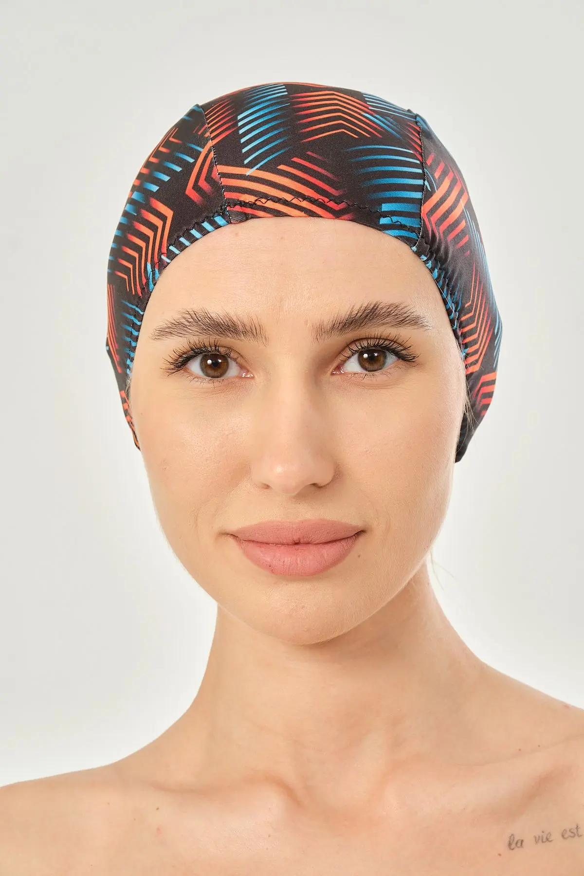 Likralı Bez Bone Yüzücü Deniz Havuz Bonesi Desenli Bez Bone