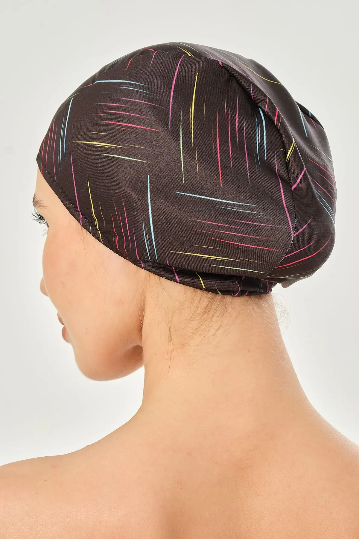 Likralı Bez Bone Yüzücü Deniz Havuz Bonesi Desenli Bez Bone