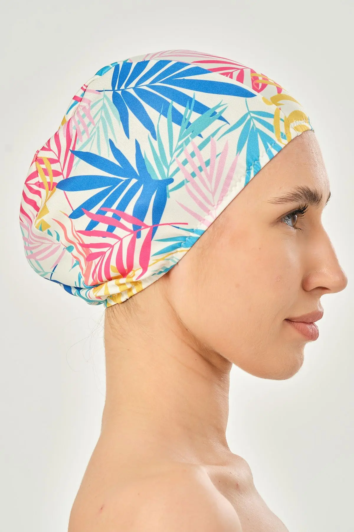 Unisex Likralı Bez Bone Yüzücü Deniz Havuz Bonesi Desenli Bez Bone