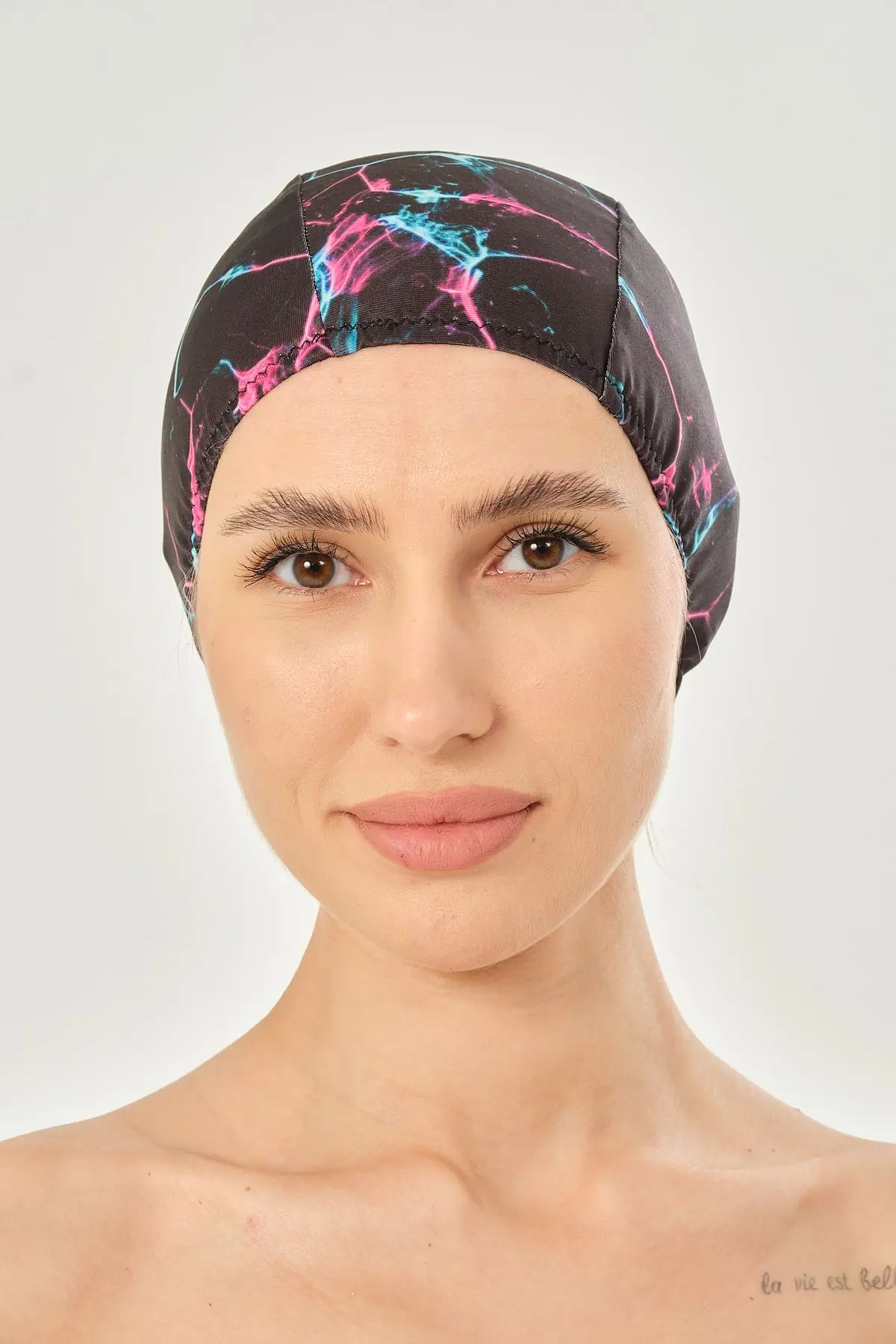 Likralı Bez Bone Yüzücü Deniz Havuz Bonesi Desenli Bez Bone