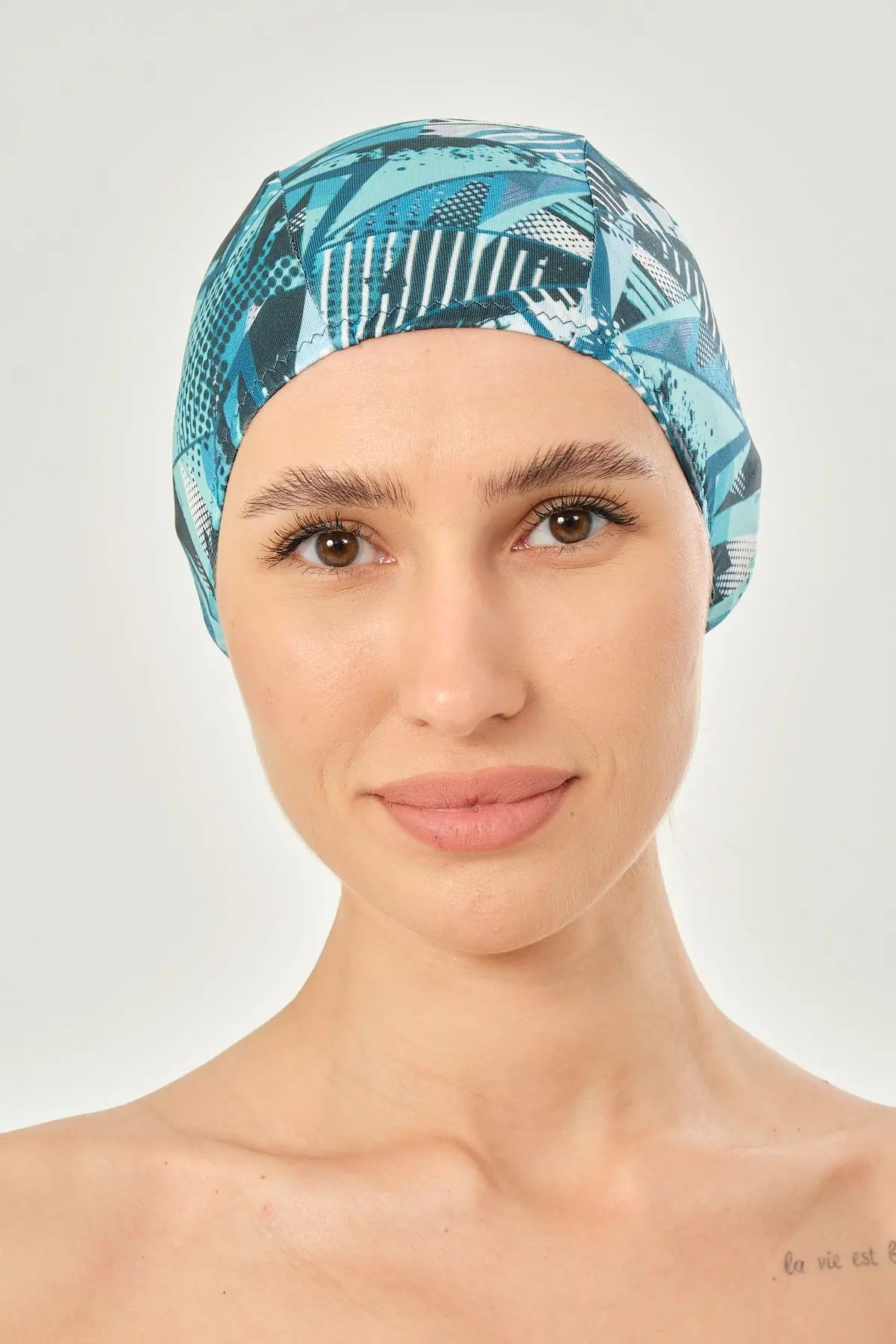 Likralı Bez Bone Yüzücü Deniz Havuz Bonesi Desenli Bez Bone