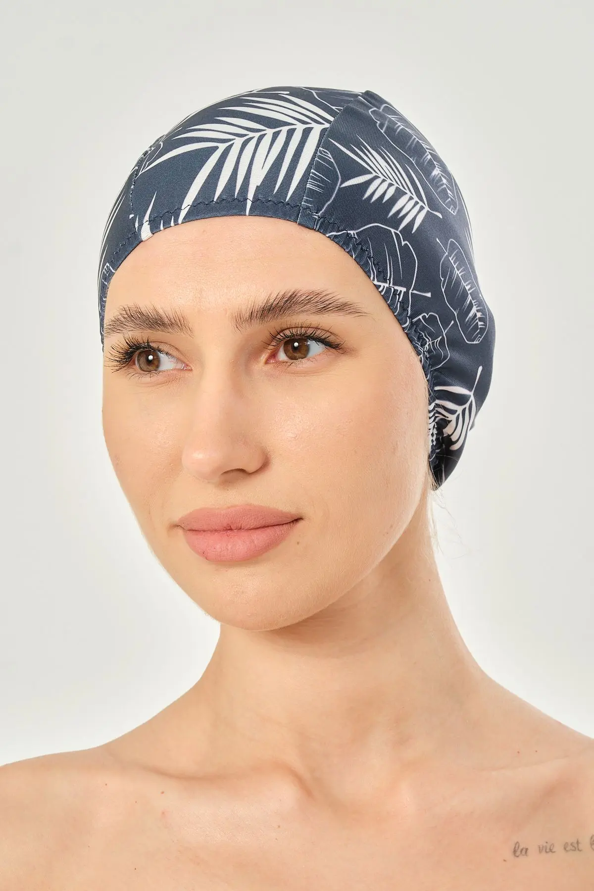 Likralı Bez Bone Yüzücü Deniz Havuz Bonesi Desenli Bez Bone