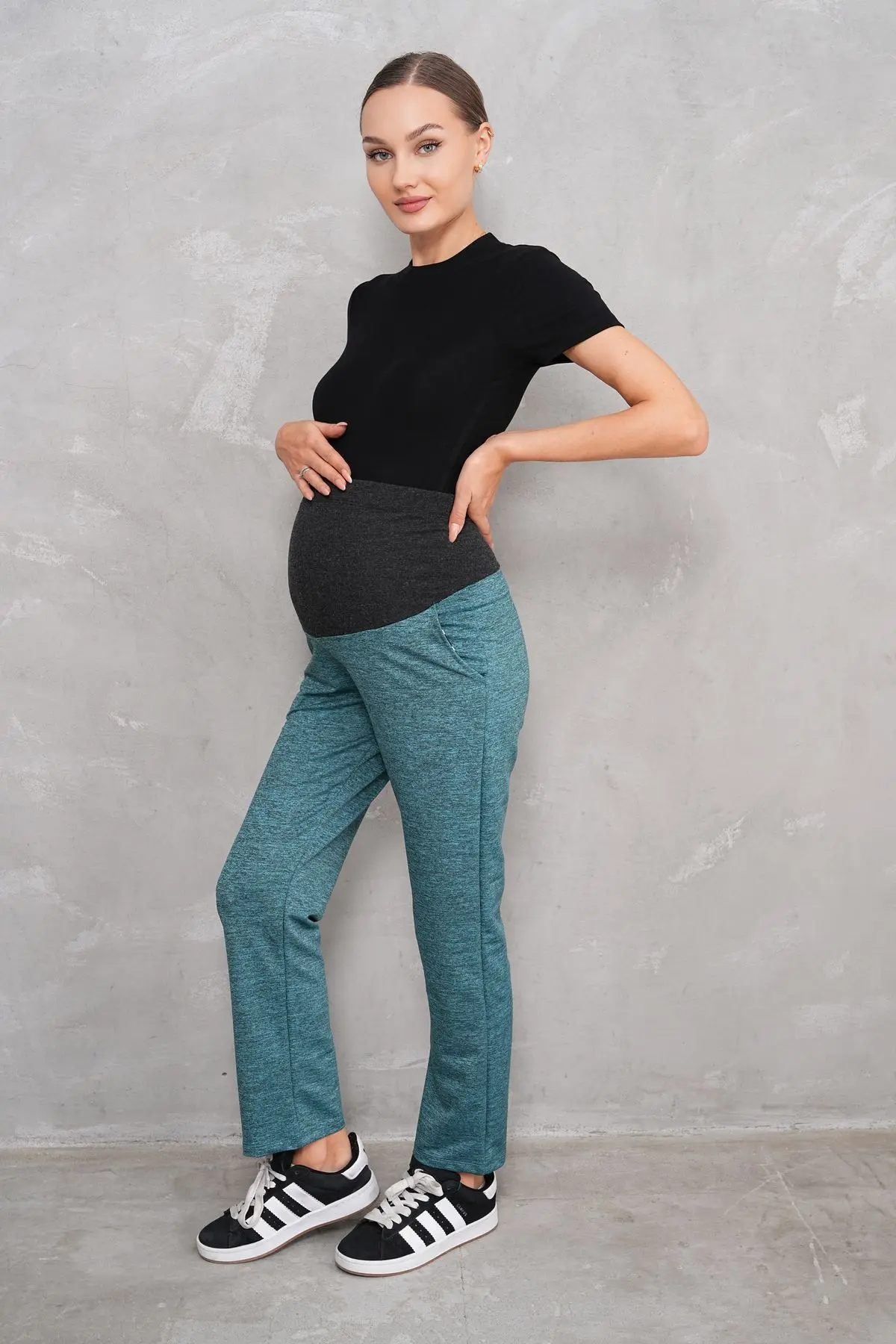 Petrol Siyah Bel Ayarlanabilir Hamile Eşofman Altı