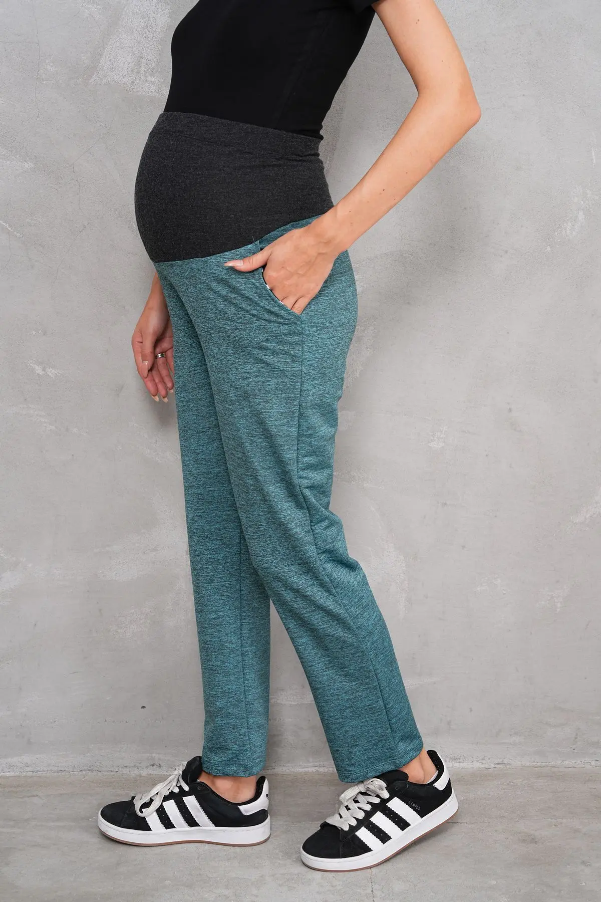 Miss Dünya Lissa Petrol Siyah Bel Ayarlanabilir Hamile Eşofman Altı