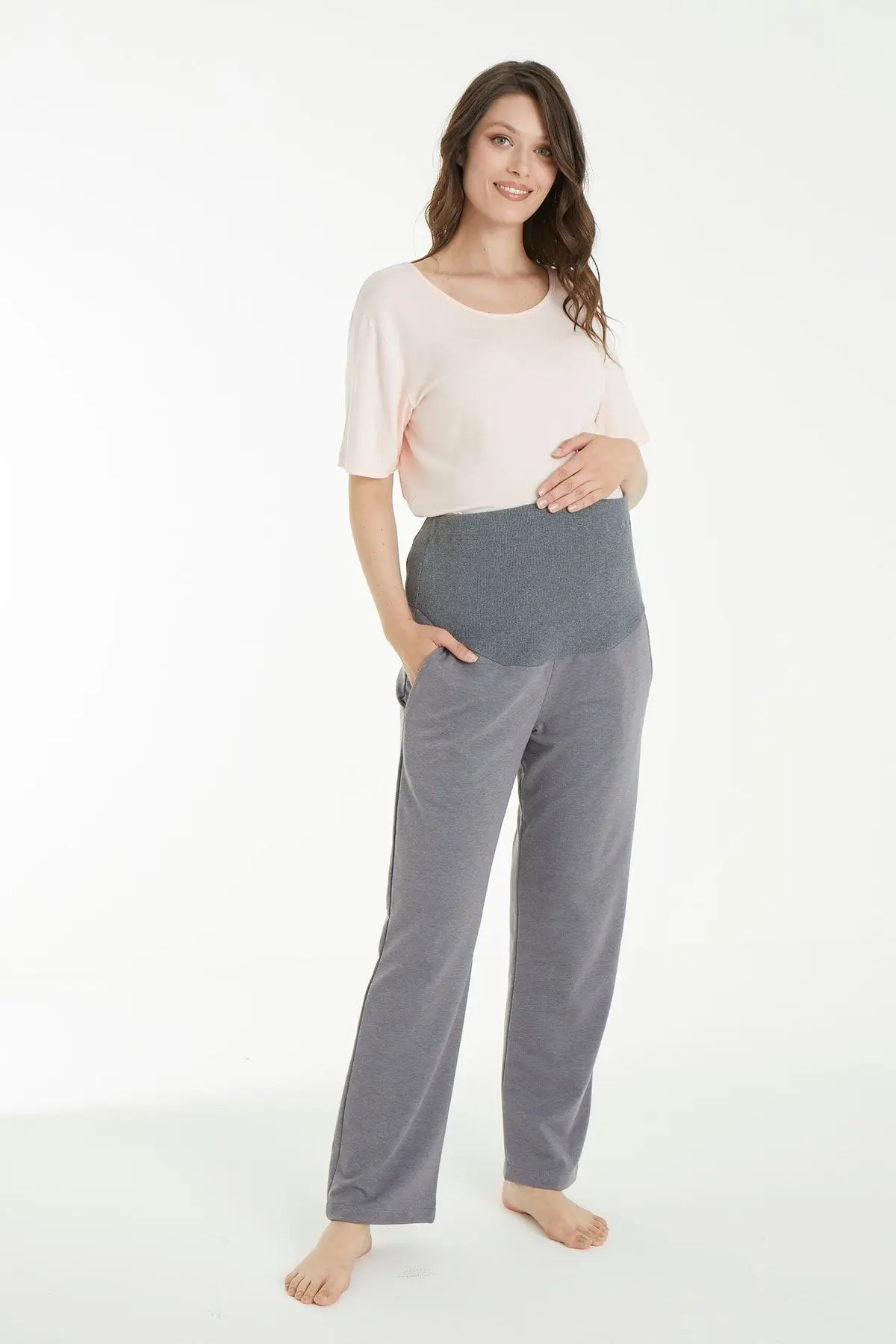 Miss Dünya Lissa Gri Bel Ayarlanabilir Hamile Eşofman Altı