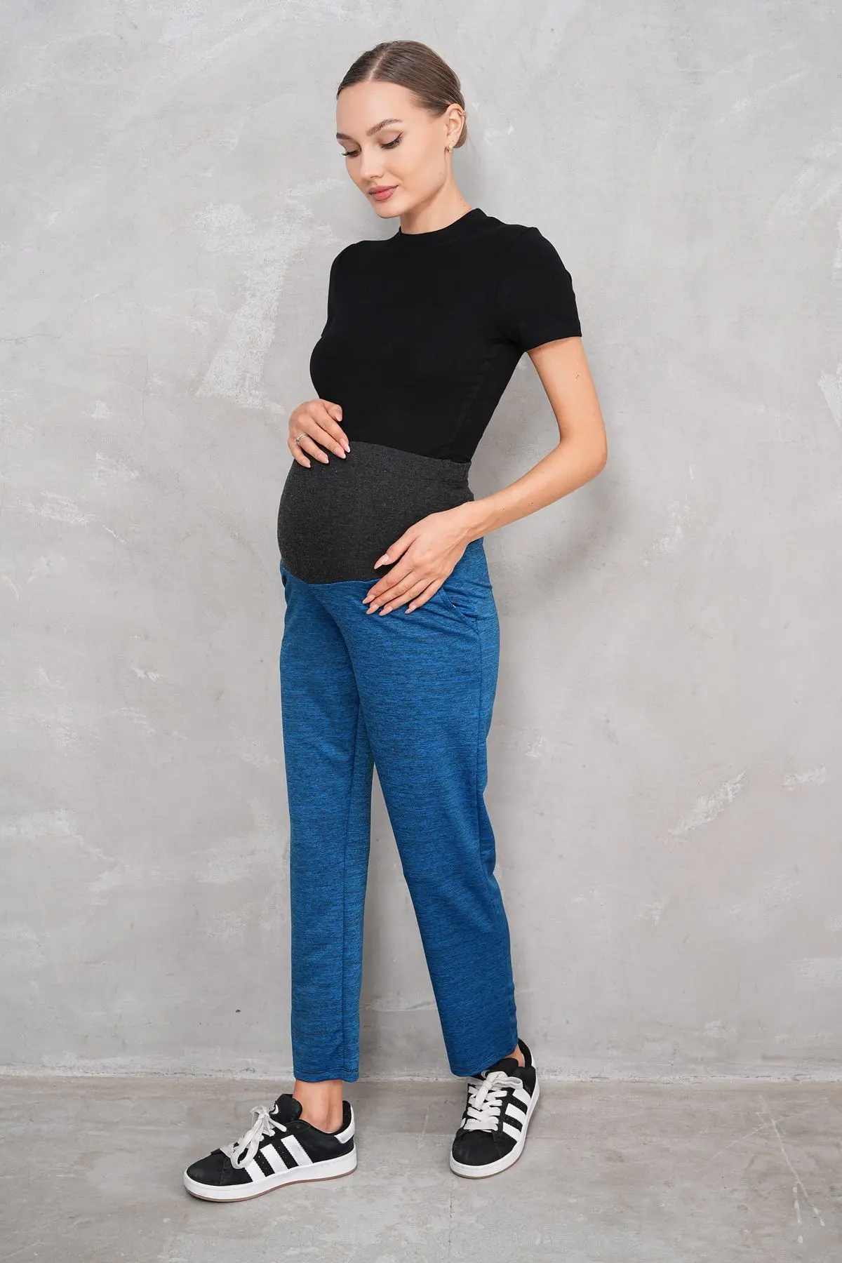 Lacivert Siyah Bel Ayarlanabilir Hamile Eşofman Altı