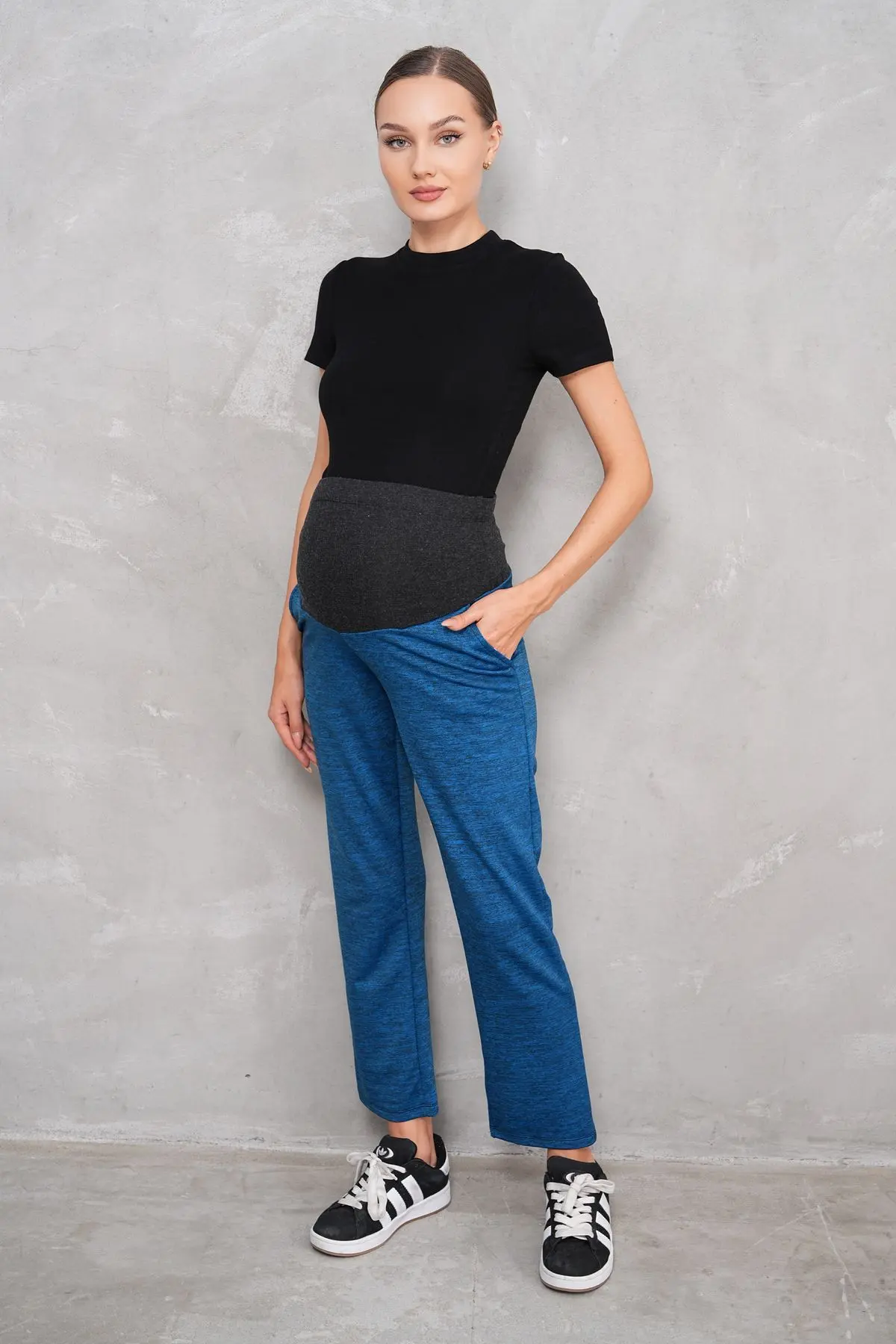 Lacivert Siyah Bel Ayarlanabilir Hamile Eşofman Altı