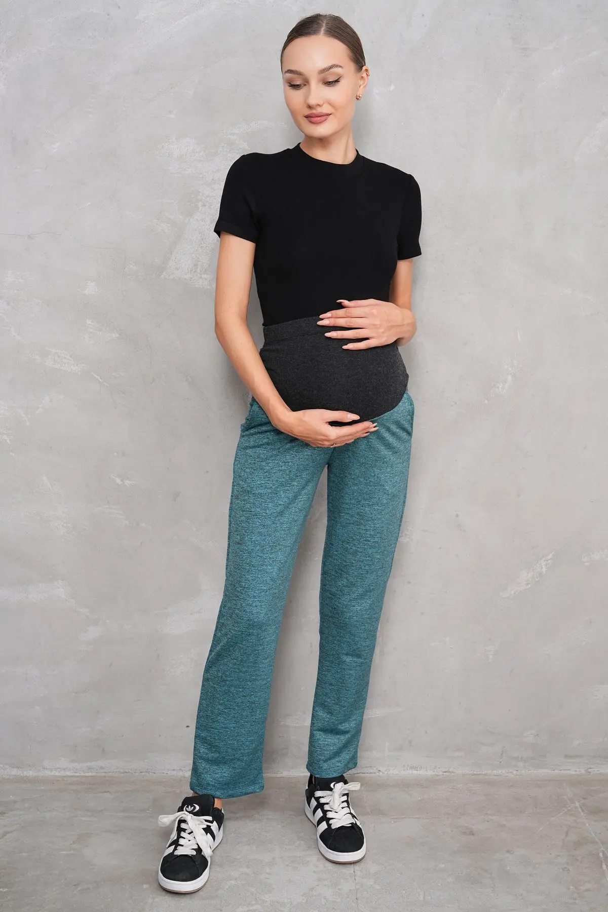 Petrol Siyah Bel Ayarlanabilir Hamile Eşofman Altı