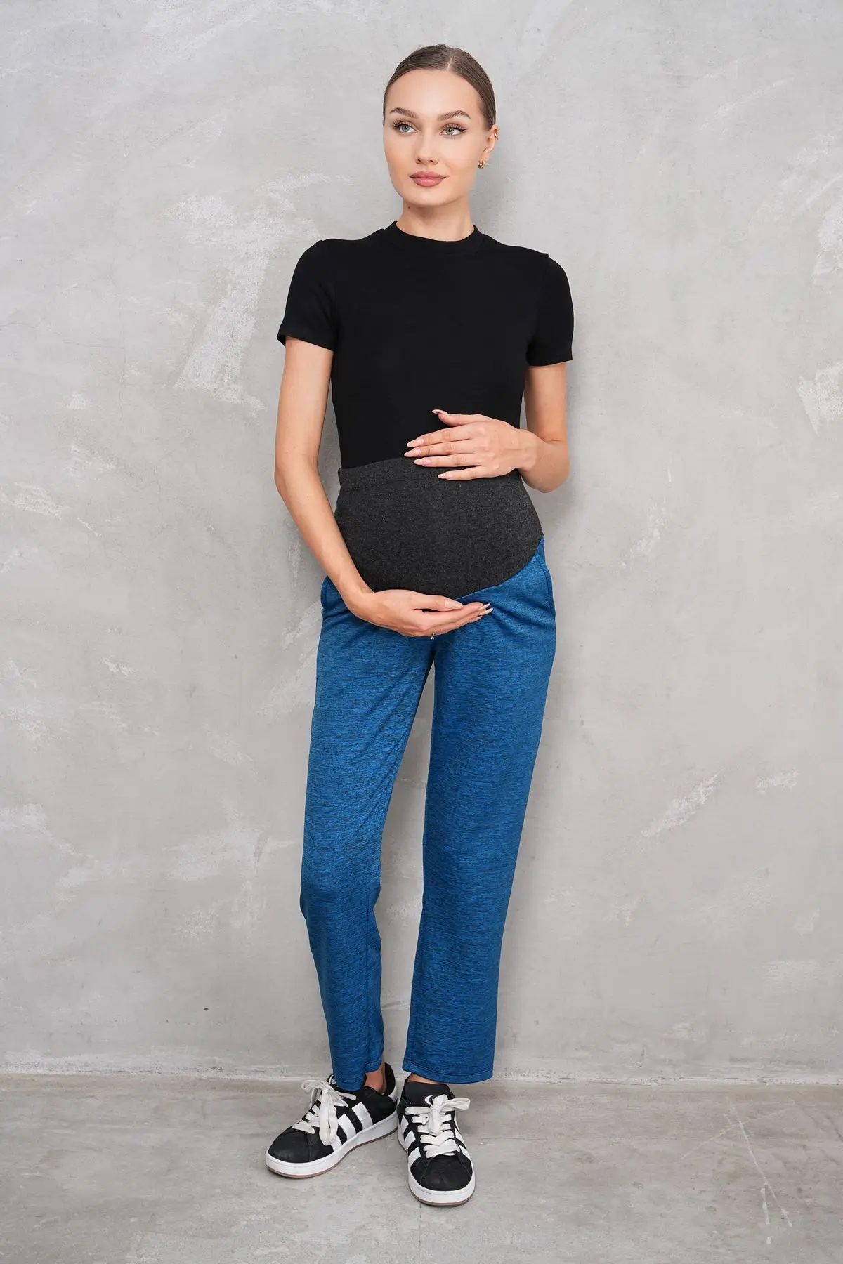 Lacivert Siyah Bel Ayarlanabilir Hamile Eşofman Altı