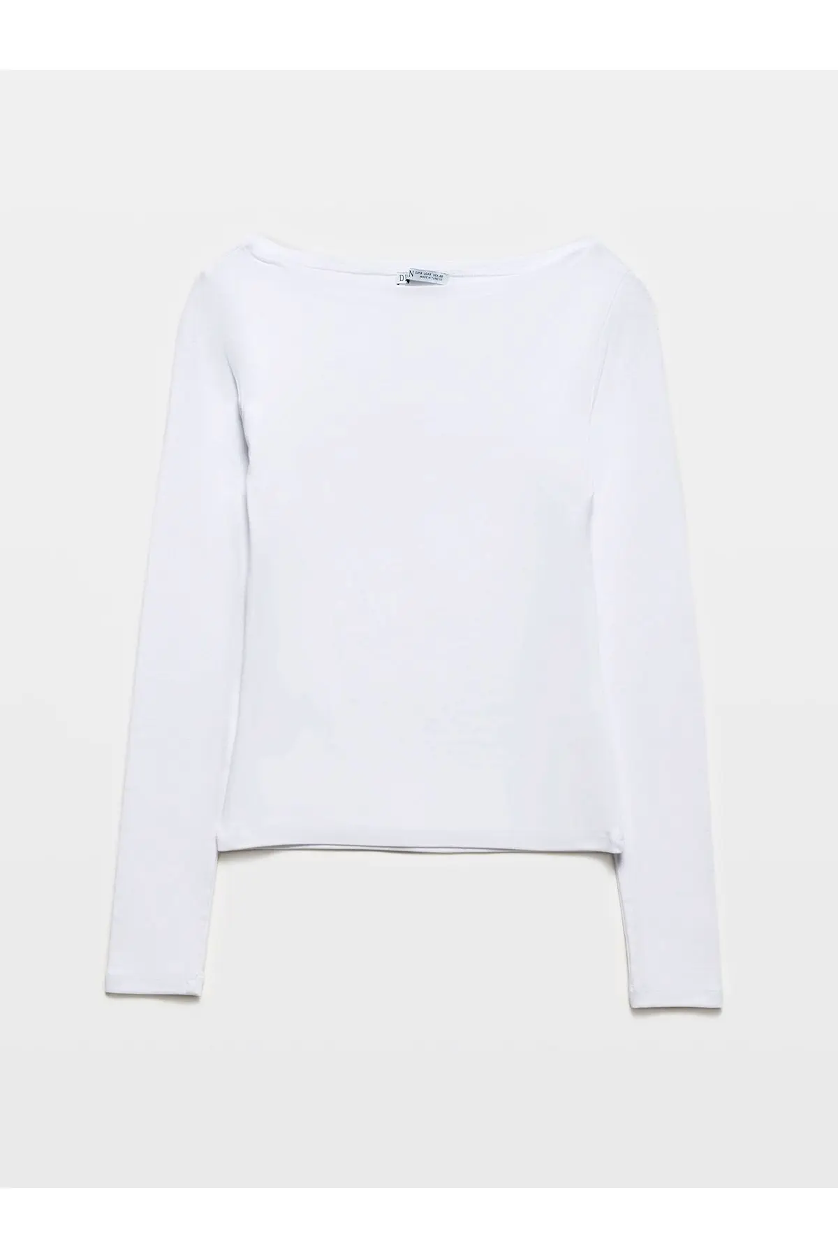 Dilvin 31332 Kayık Yaka Uzun Kollu Top-Beyaz