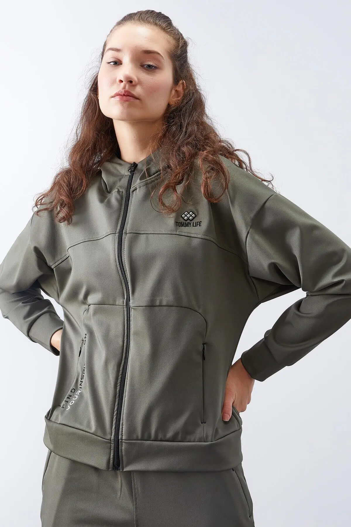 Çağla Kapüşonlu Gizli Cep Detaylı Standart Kalıp Kadın Eşofman Takımı - 95306