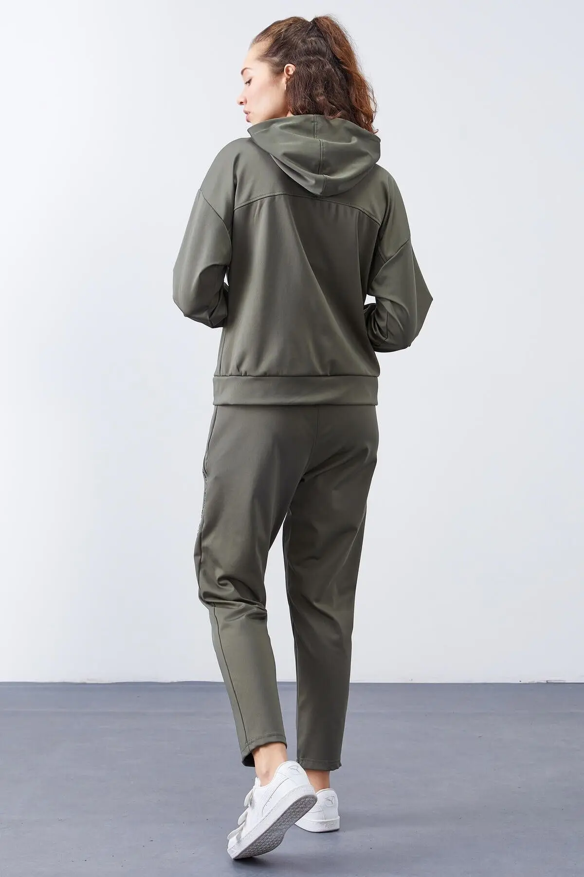 Çağla Kapüşonlu Gizli Cep Detaylı Standart Kalıp Kadın Eşofman Takımı - 95306