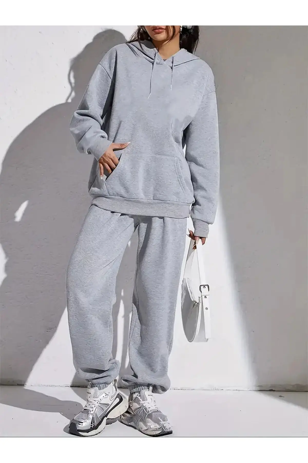 EYAX MODA BÜYÜK BEDEN Eşofman Takımı Kadın - Kapüşonlu Sweatshirt & Jogger Eşofman Altı