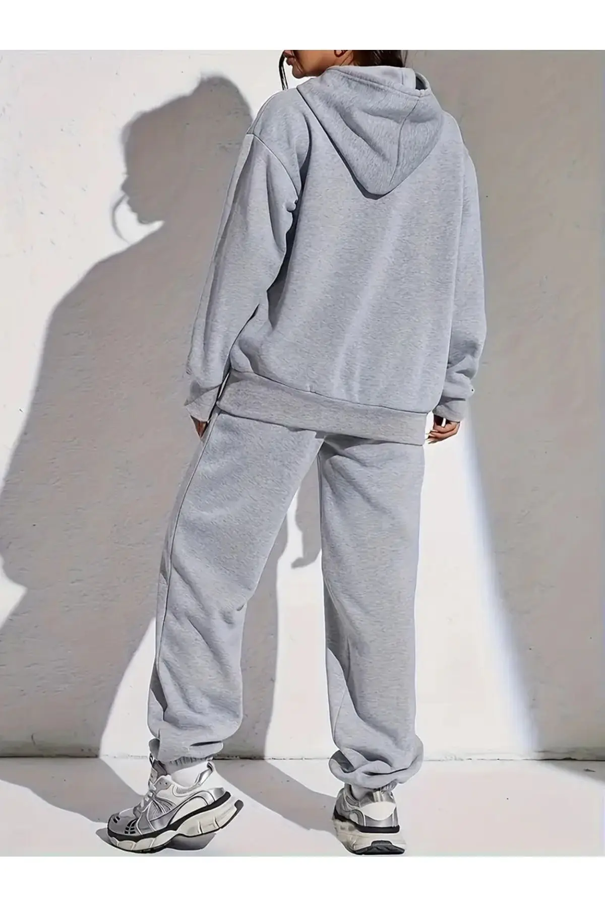 BÜYÜK BEDEN Eşofman Takımı Kadın - Kapüşonlu Sweatshirt & Jogger Eşofman Altı