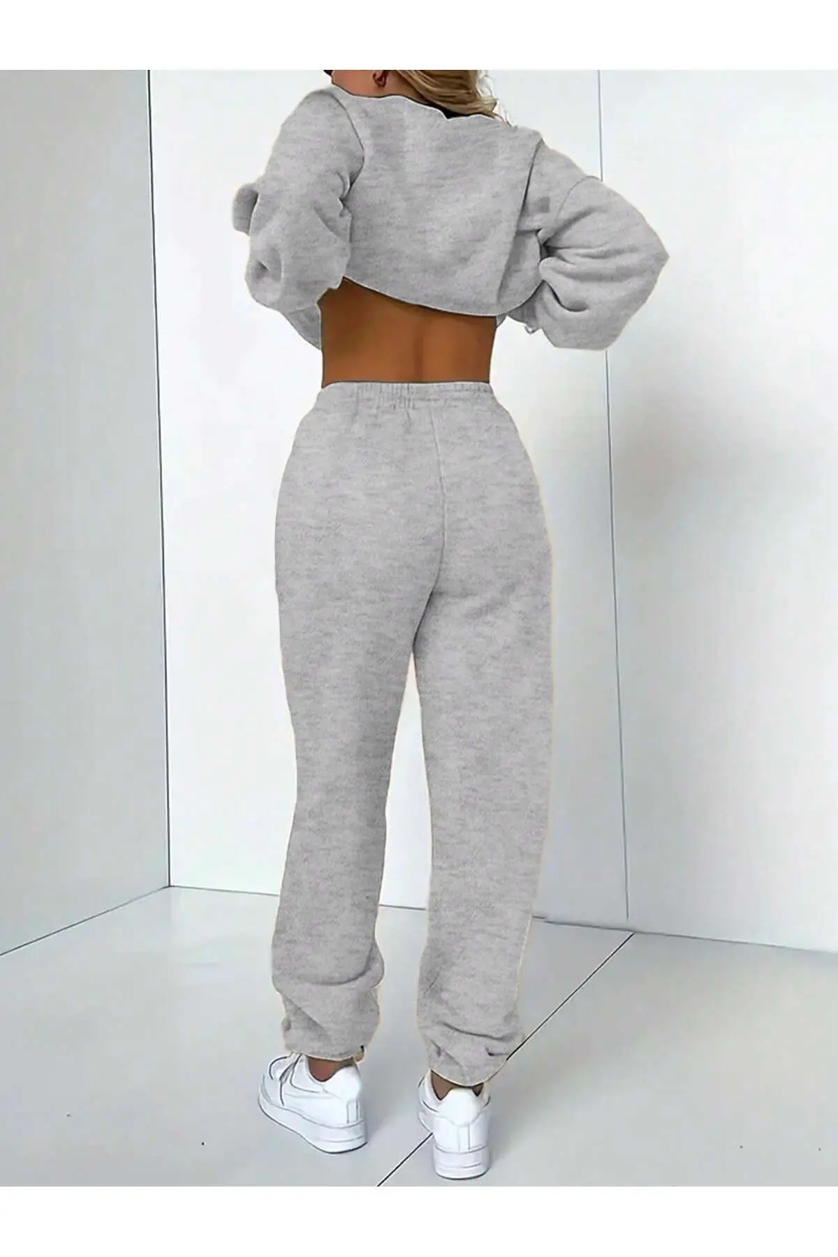 Baskısız Kışlık Eşofman Takımı Sweatshirt Eşofman Altı