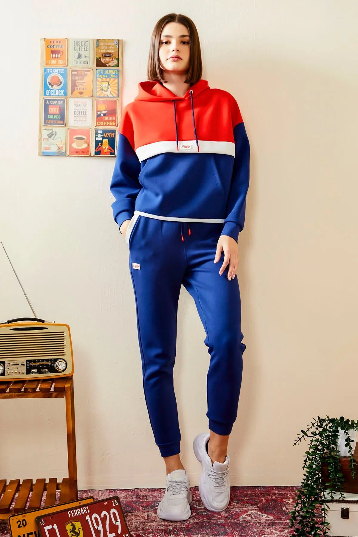 TOMMY LIFE Parlament Kapüşonlu Renk Bloklu Kadın Eşofman Takım - 95327