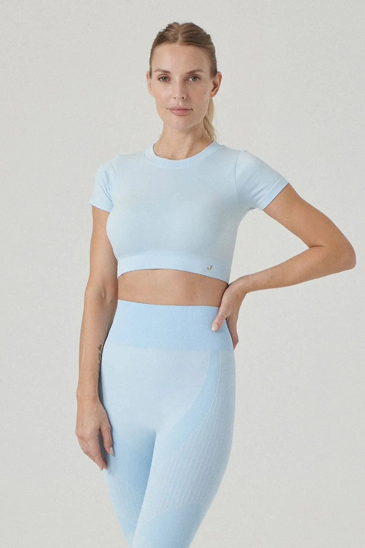 Captiva Yumuşak Dokulu & Esnek Crop Top Mavi