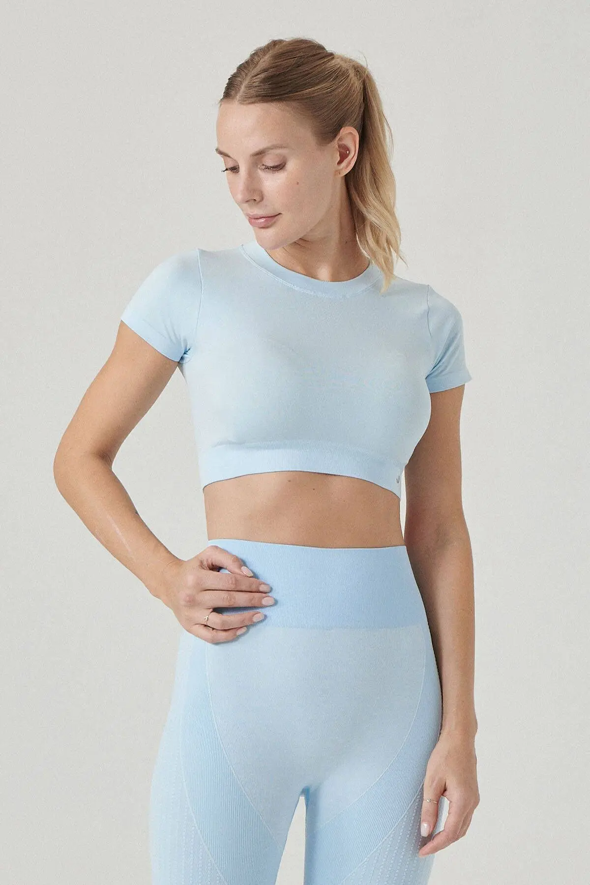 Jerf Captiva Yumuşak Dokulu & Esnek Crop Top Mavi