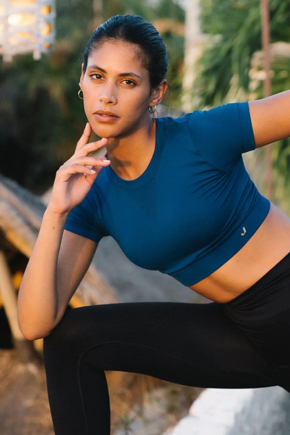 Jerf Captiva Yumuşak Dokulu & Esnek Crop Top Solid Lacivert