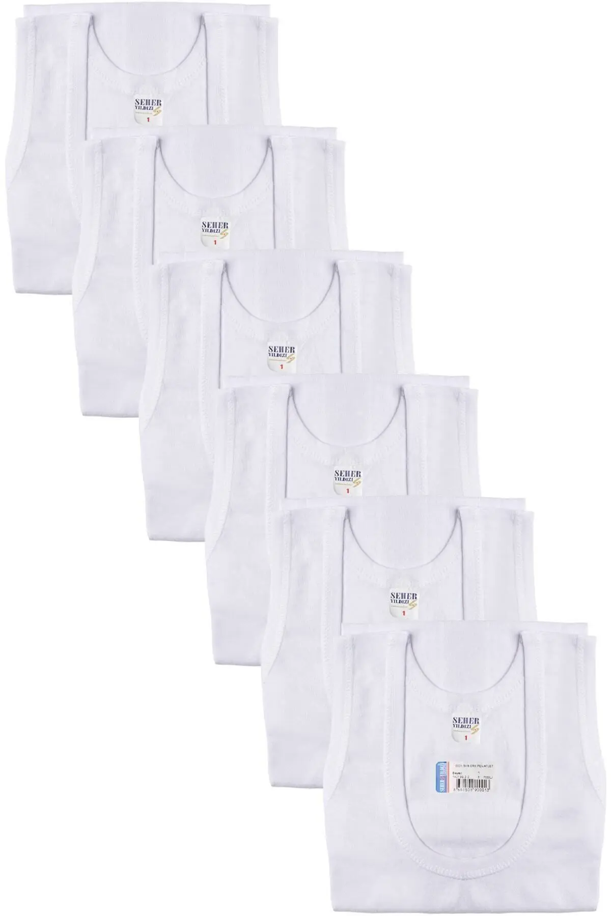 Seheryıldızı 6'lı Penye Beyaz Erkek Atlet 0001