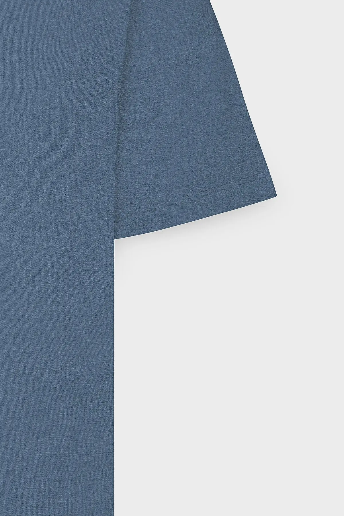 Erkek Indigo Melanj Pamuklu Slim Fit Dar Kesim Bisiklet Yaka Basic Tişört