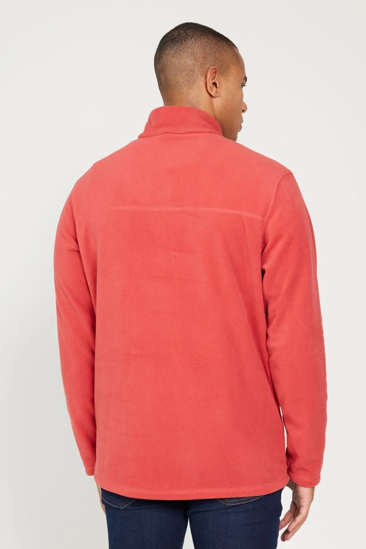 Erkek Mercan Anti-Pilling Tüylenme Yapmayan Standart Fit Dik Yaka Polar Sweatshirt