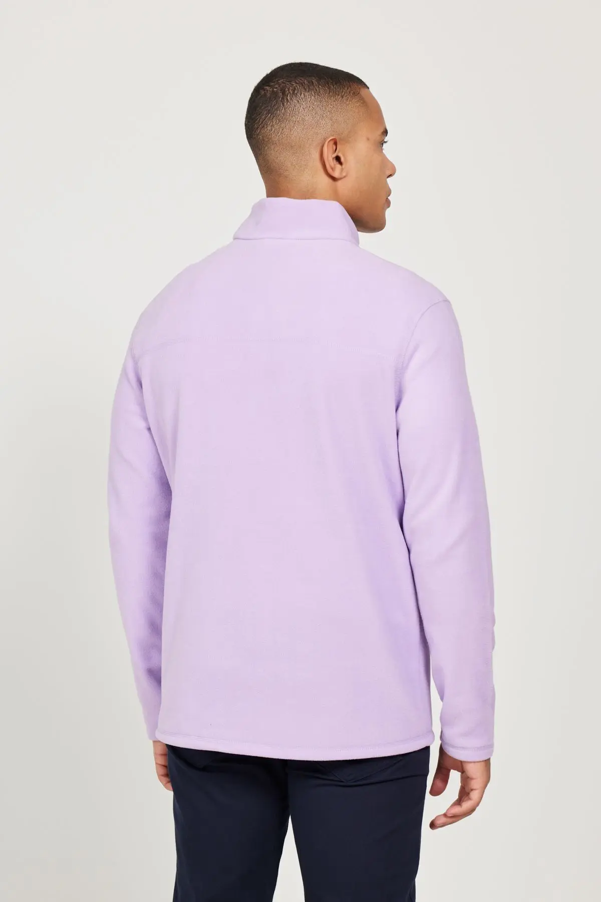 Erkek Lila Anti-Pilling Tüylenme Yapmayan Standart Fit Dik Yaka Polar Sweatshirt