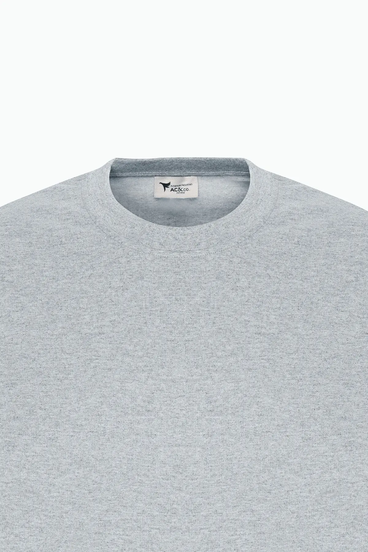 Erkek Gri Melanj Standart Fit Normal Kesim 2 İplik Pamuklu Bisiklet Yaka Sweatshirt