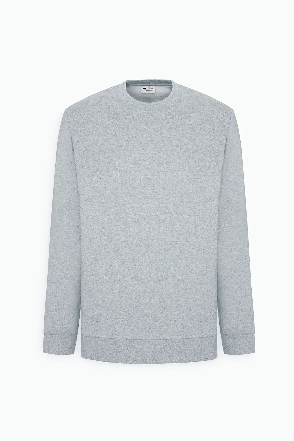 Erkek Gri Melanj Standart Fit Normal Kesim 2 İplik Pamuklu Bisiklet Yaka Sweatshirt
