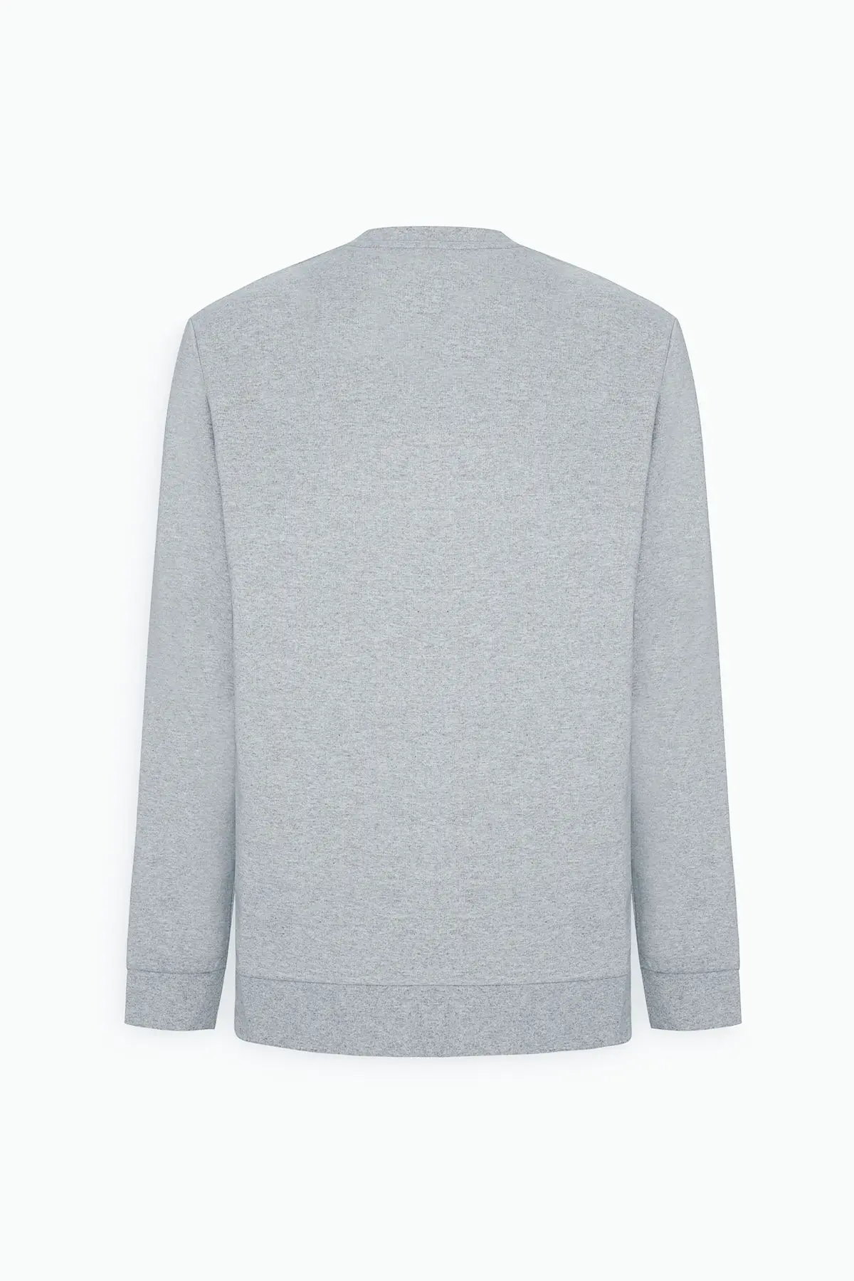 Erkek Gri Melanj Standart Fit Normal Kesim 2 İplik Pamuklu Bisiklet Yaka Sweatshirt
