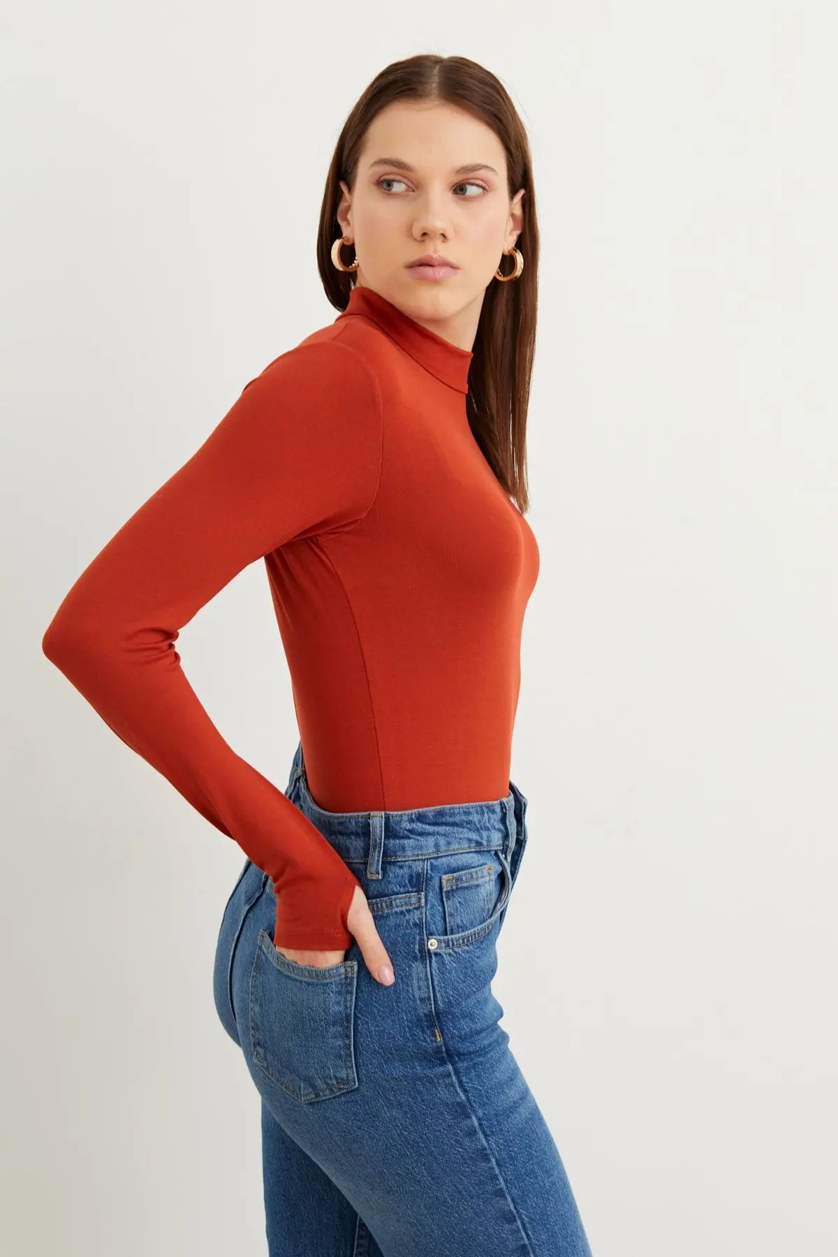 Kadın Kiremit Parmak Detaylı Body