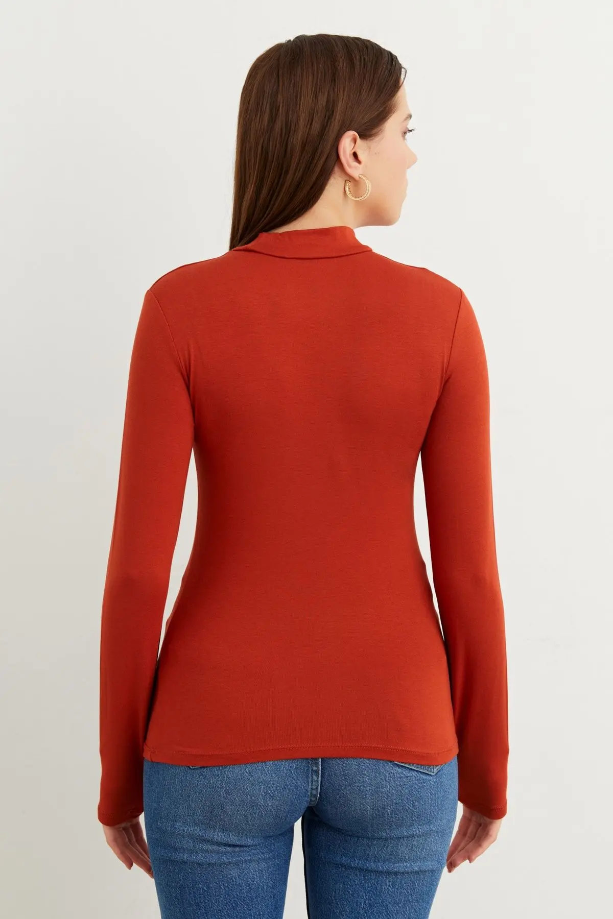 Kadın Kiremit Parmak Detaylı Body