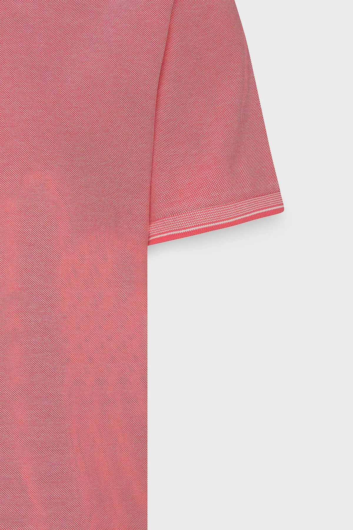 Erkek Çekmeyen Pamuklu Kumaş Slim Fit Dar Kesim Narçiçeği-Beyaz Kıvrılmaz Polo Yaka Tişört