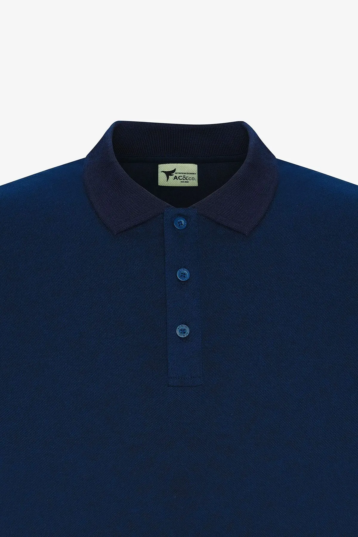 Erkek Çekmeyen Pamuklu Kumaş Slim Fit Dar Kesim Lacivert Kıvrılmaz Polo Yaka Tişört