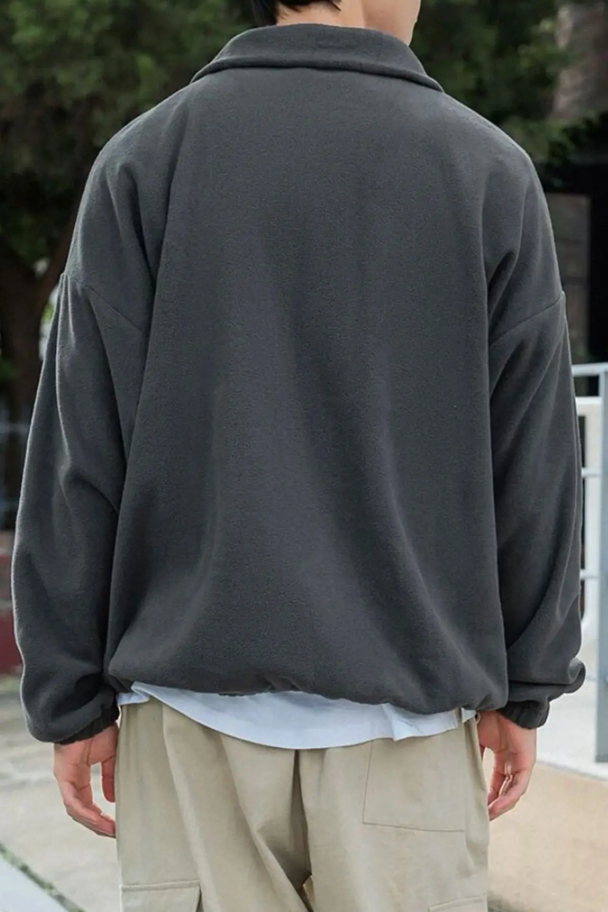 Erkek Polar Antrasit Oversize Sweatshirt