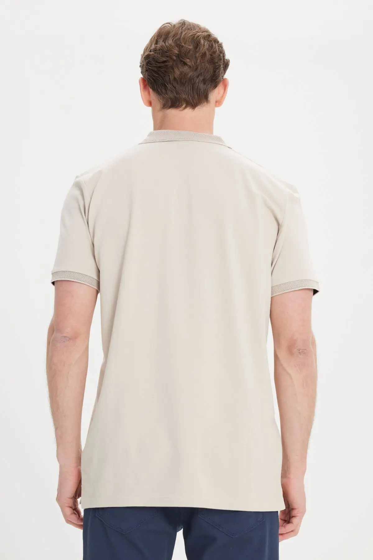 Erkek Safari %100 Pamuk Kıvrılmaz Pike Polo Yaka Slim Fit Dar Kesim Tişört