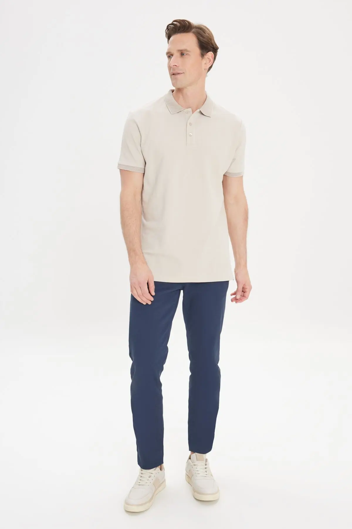 Erkek Safari %100 Pamuk Kıvrılmaz Pike Polo Yaka Slim Fit Dar Kesim Tişört