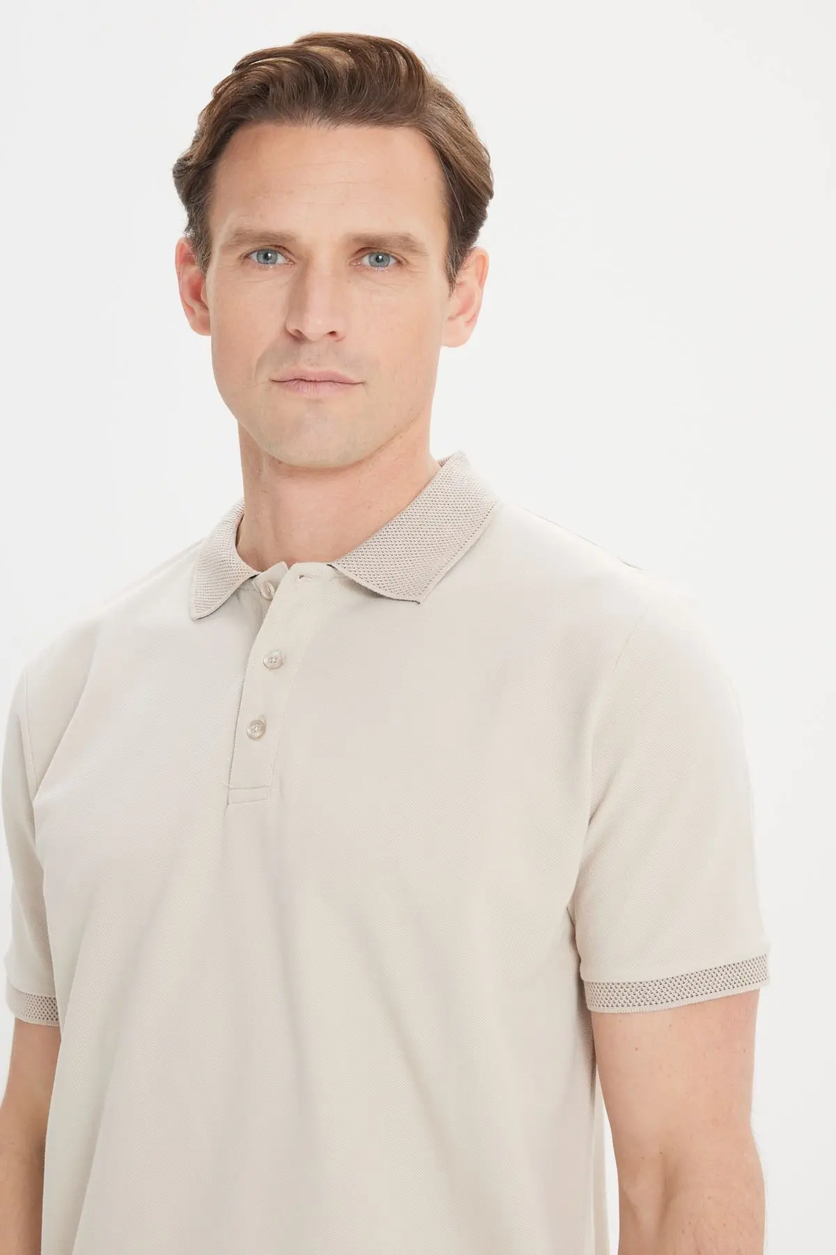 Erkek Safari %100 Pamuk Kıvrılmaz Pike Polo Yaka Slim Fit Dar Kesim Tişört
