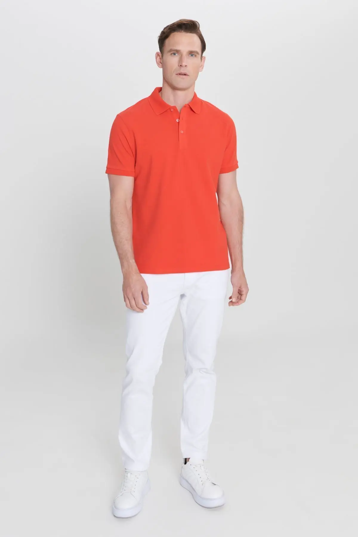 Erkek Narçiçeği %100 Pamuk Kıvrılmaz Pike Polo Yaka Slim Fit Dar Kesim Tişört