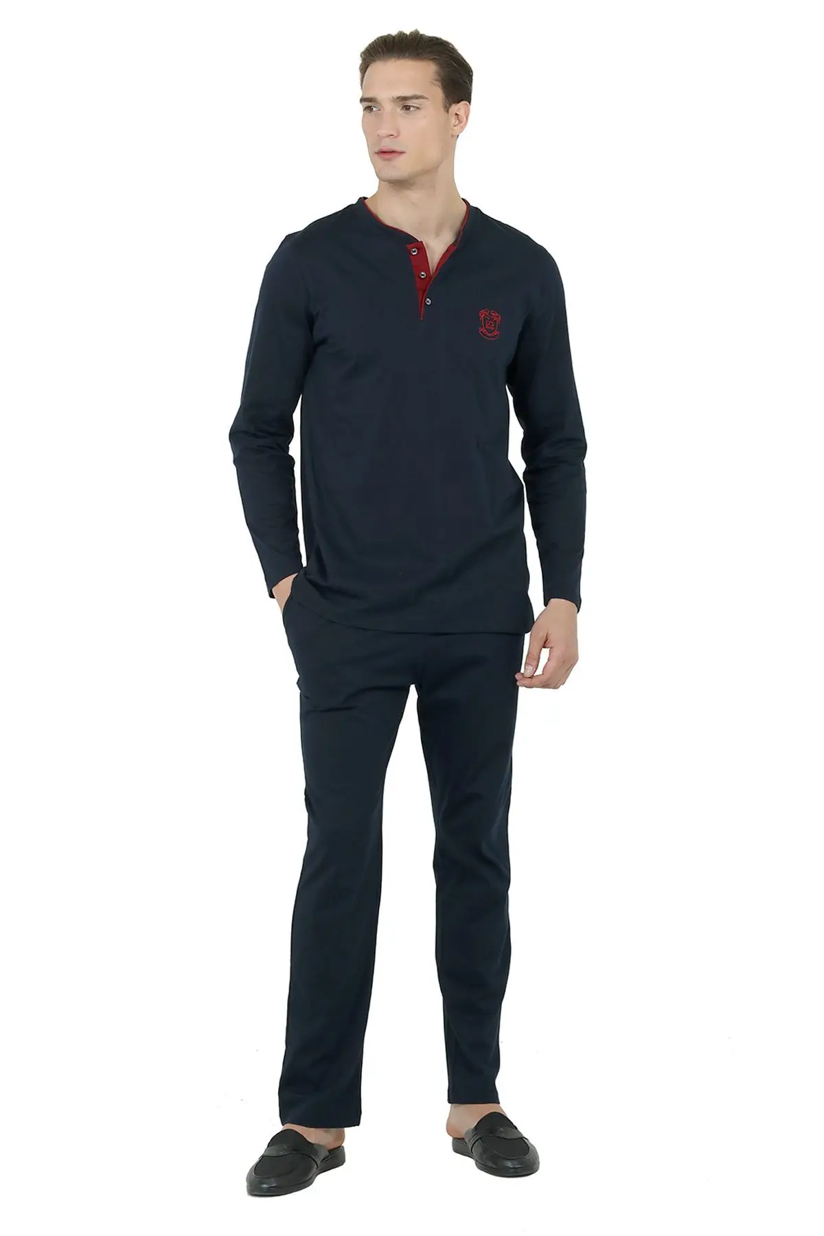 Damat Ds Damat Regular Fit Cotton Pijama Takımı K.LACİVERT