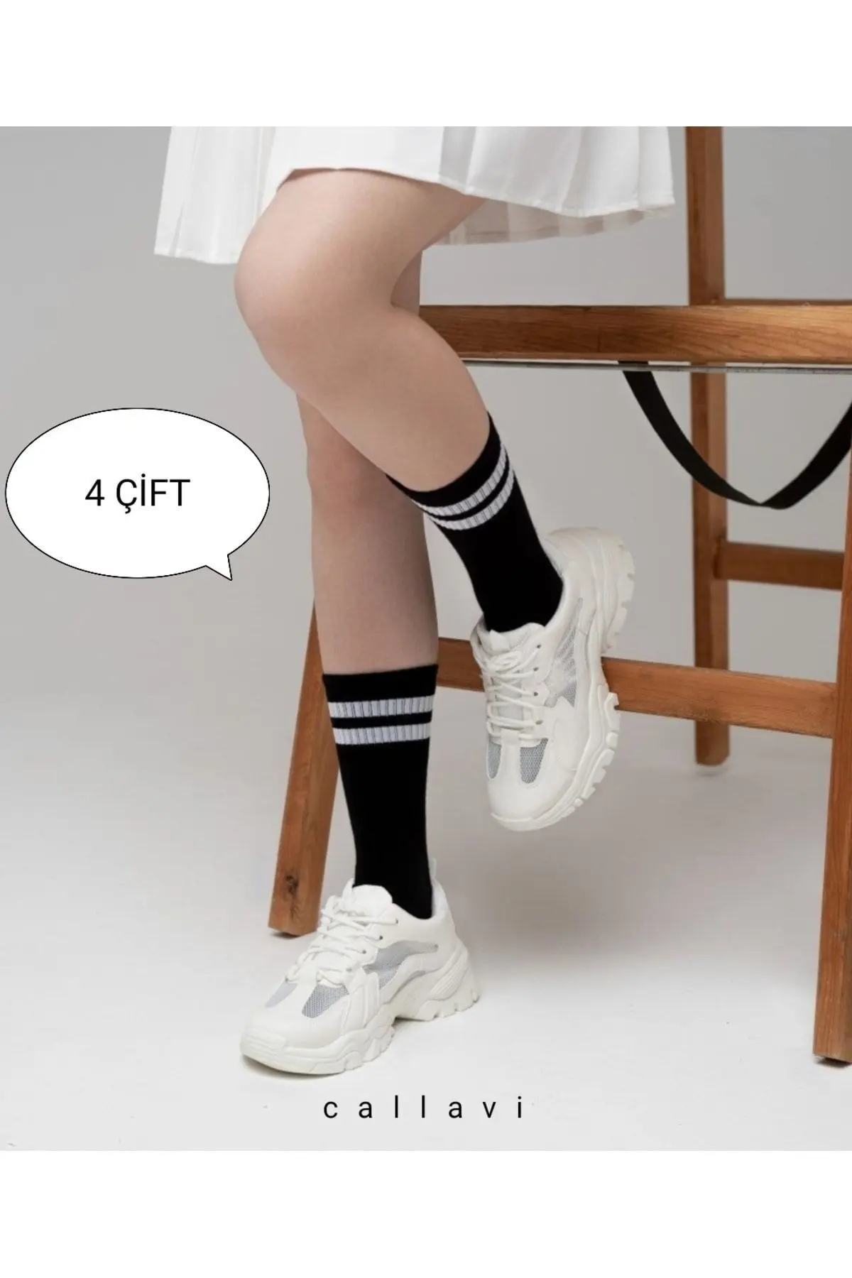 unisex çizgili kolej çorap 4 çift