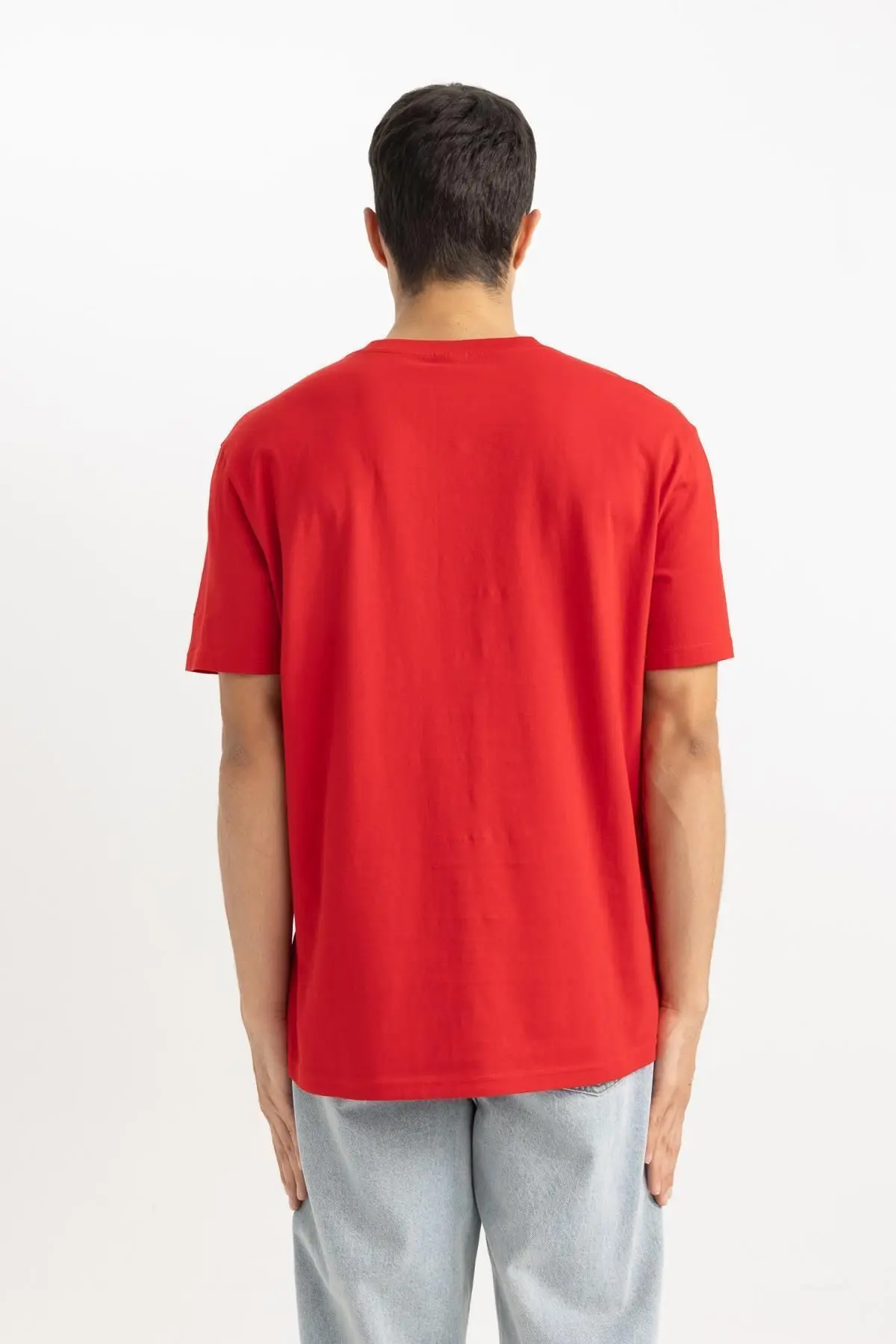 New Regular Fit Bisiklet Yaka Kısa Kollu %100 Pamuk Basic Tişört V7699az24sp