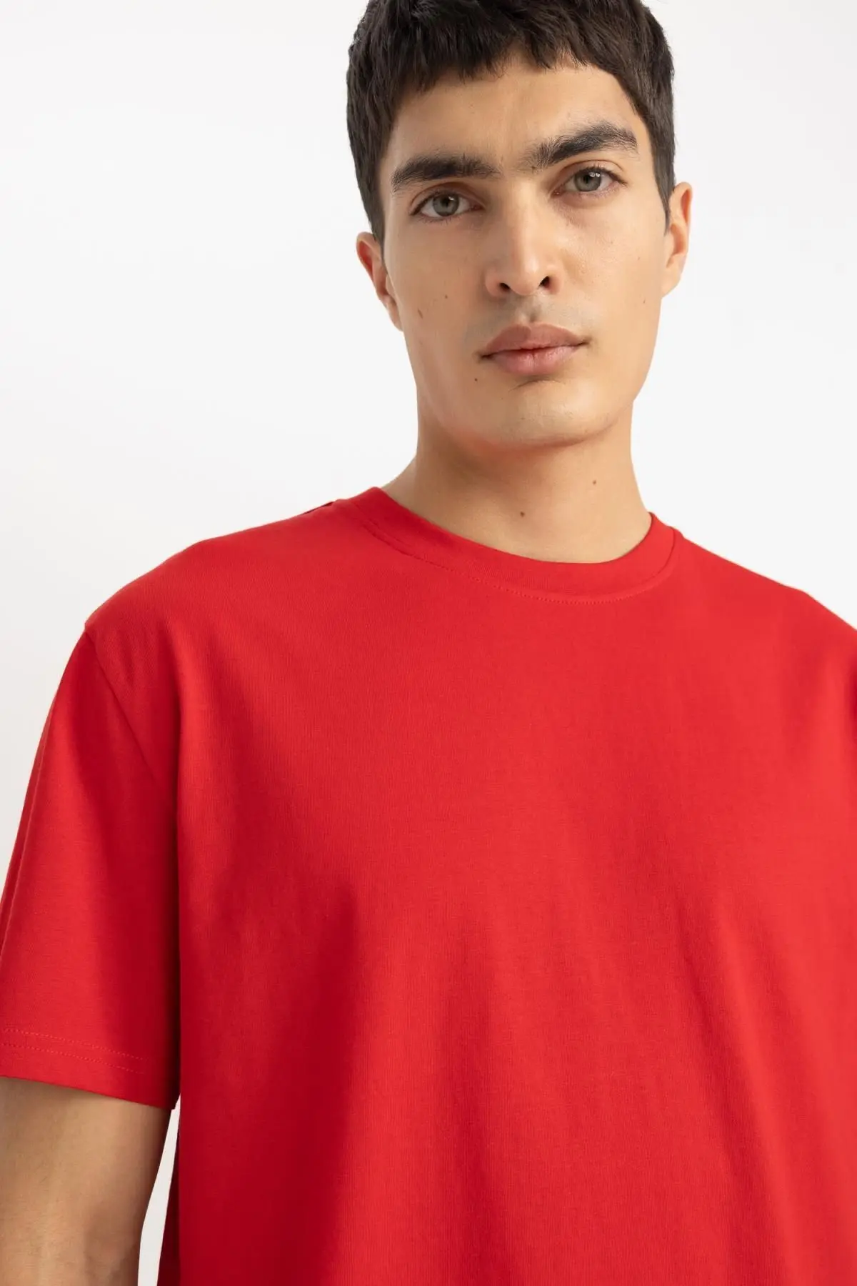 New Regular Fit Bisiklet Yaka Kısa Kollu %100 Pamuk Basic Tişört V7699az24sp