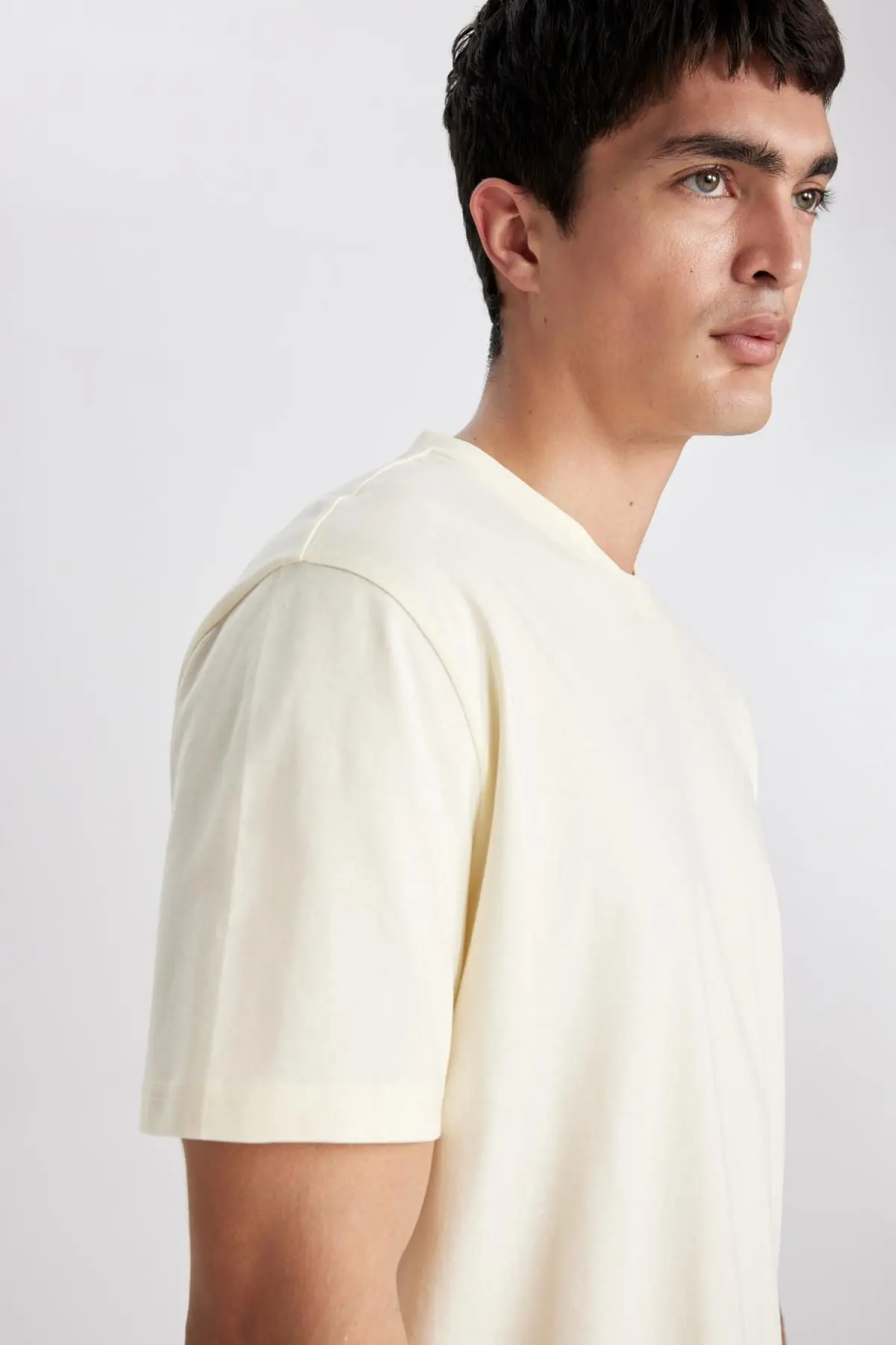 New Regular Fit Bisiklet Yaka Basic Kısa Kollu %100 Pamuk Tişört V7699az24sp