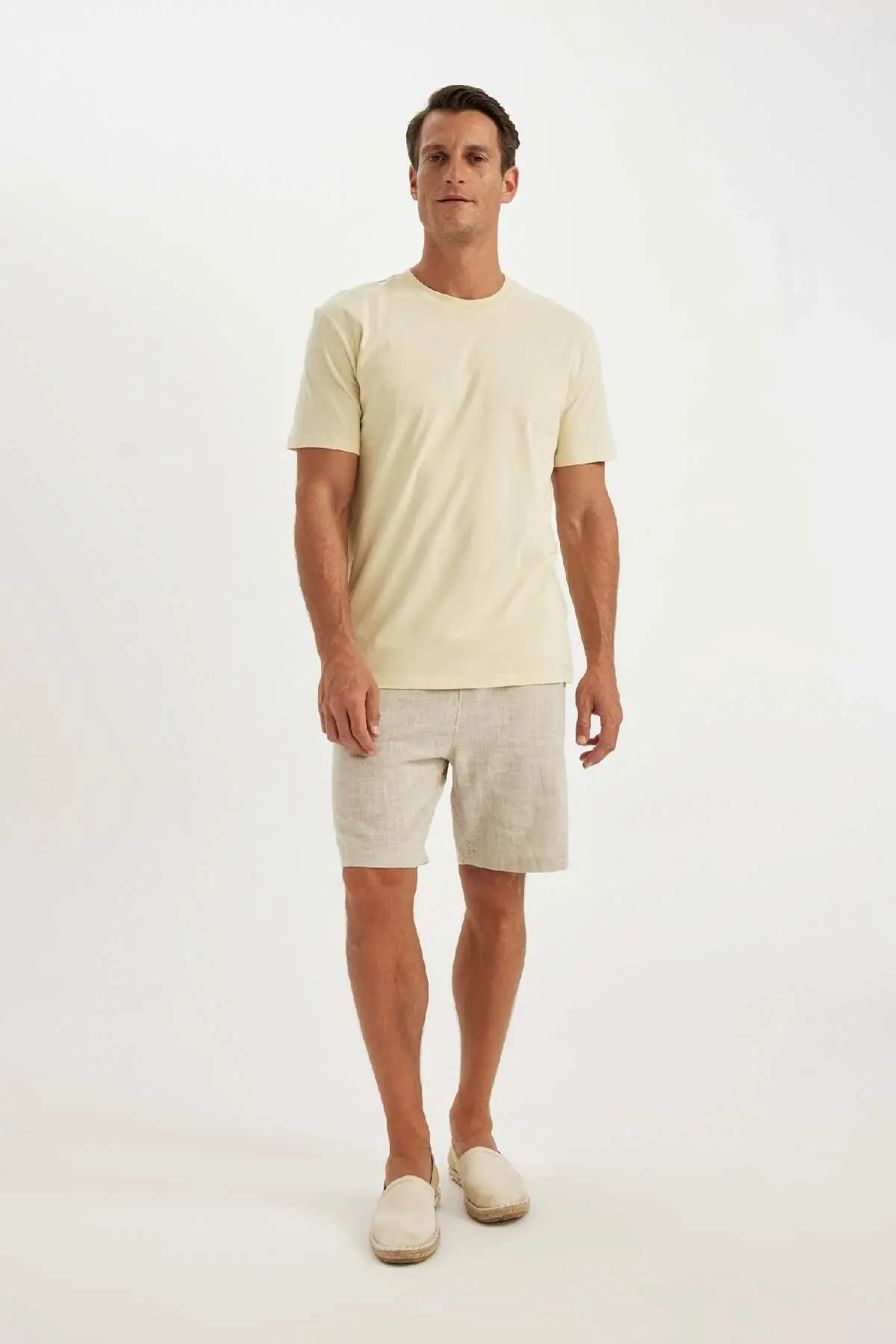 New Regular Fit Bisiklet Yaka Kısa Kollu %100 Pamuk Basic Tişört V7699AZ24SP