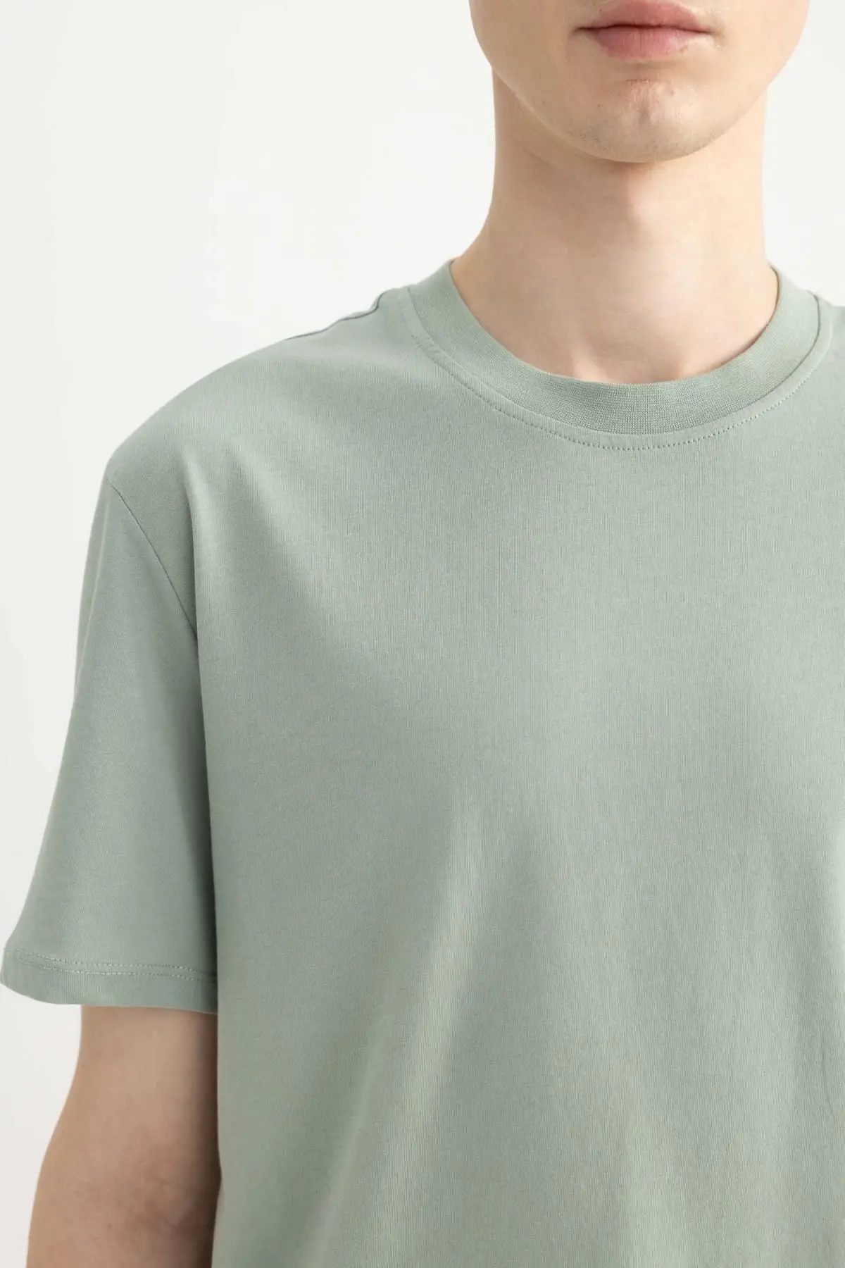New Regular Fit Bisiklet Yaka Basic Kısa Kollu %100 Pamuk Tişört V7699az24sp
